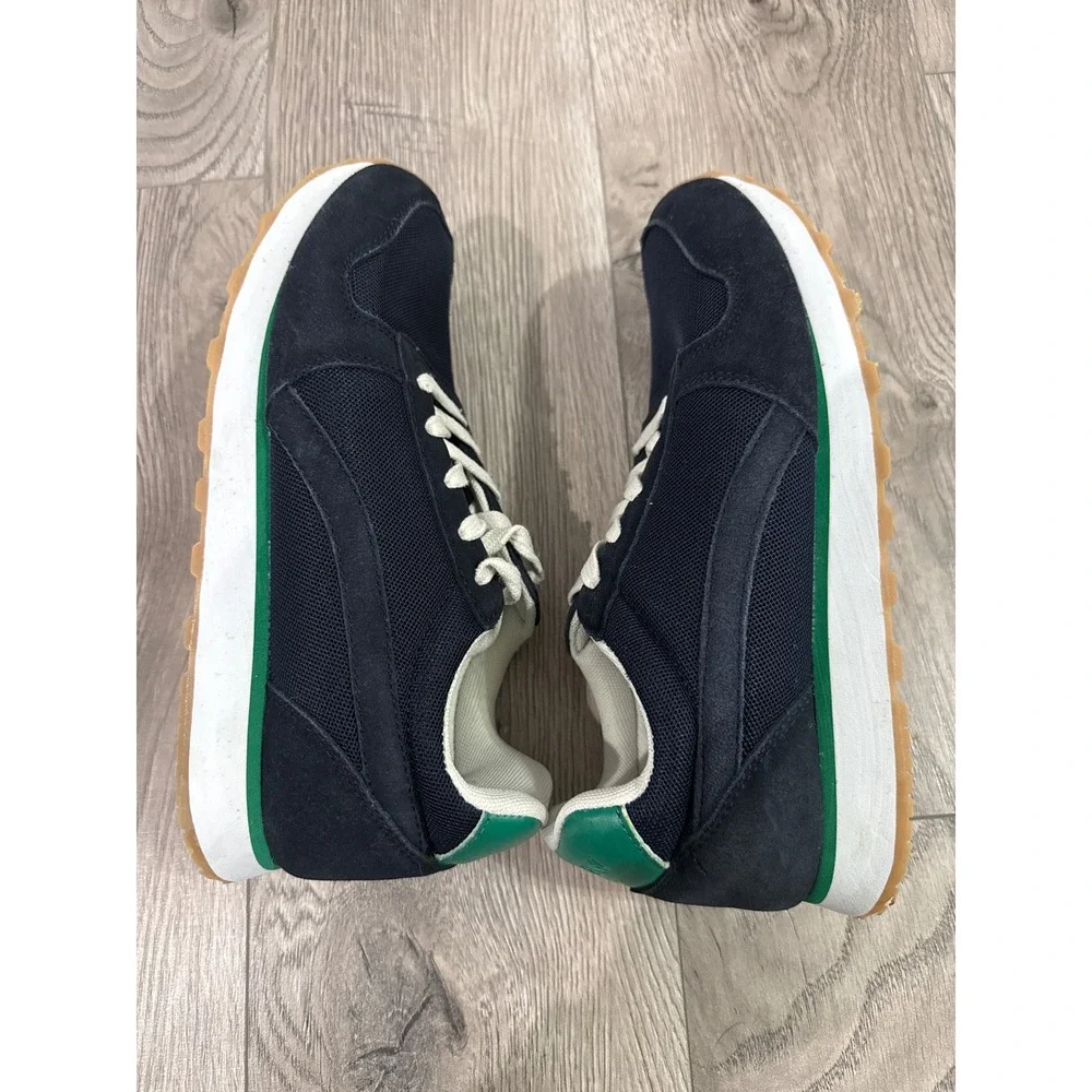 J.Crew Womens Navy‎ Blue Suede Mesh Trainers Sneakers Green Accents 7.5